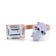 thumbnail image 1 of Rose Tone, Simulated Cubic Zirconia Size-8 925 Sterling Silver Ring Open Teardrop Pear Emerald Cut CZ Wedding Engagement Bridal Anniversary Cocktail Ring, 1 of 7