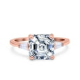 thumbnail image 1 of Rose Tone, Simulated Cubic Zirconia Size-8 Asscher Cut Art Deco Wedding Engagement Ring Bridal Buttere 925 Sterling Silver, 1 of 7