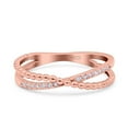 thumbnail image 1 of Rose Tone, Simulated Cubic Zirconia Size-8 Beaded Criss Cross Wedding Ring 925 Sterling Silver, 1 of 7