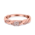 thumbnail image 1 of Rose Tone, Simulated Cubic Zirconia Size-8 Crisscross Band Wedding Ring 925 Sterling Silver, 1 of 7