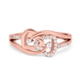 thumbnail image 1 of Rose Tone, Simulated Cubic Zirconia Size-8 Double Heart Promise Ring 925 Sterling Silver, 1 of 7