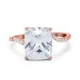 thumbnail image 1 of Rose Tone, Simulated Cubic Zirconia Size-8 Emerald Cut Change Color Stone Swirl Engagement Ring 925 Sterling Silver, 1 of 7