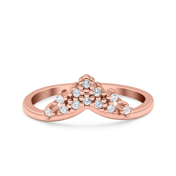 Rose Tone, Simulated Cubic Zirconia Size-8 Eternity Ring Wedding Engagement Band 925 Sterling Silver