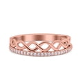 thumbnail image 1 of Rose Tone, Simulated Cubic Zirconia Size-8 Half Eternity Infinity Twisted Shank Wedding Ring Band 925 Sterling Silver, 1 of 7