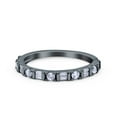 thumbnail image 1 of Rose Tone, Simulated Cubic Zirconia Size-8 Half Eternity Ring Wedding Engagement Band Baguette Round CZ 925 Sterling Silver, 1 of 7