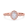 thumbnail image 1 of Rose Tone, Simulated Cubic Zirconia Size-8 Halo Vintage Floral Art Deco Wedding Bridal Ring Oval 925 Sterling Silver, 1 of 7