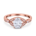 thumbnail image 1 of Rose Tone, Simulated Cubic Zirconia Size-8 Oval Art Deco Wedding Engagement Bridal Ring Accent Vintage 925 Sterling Silver, 1 of 7