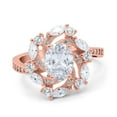 thumbnail image 1 of Rose Tone, Simulated Cubic Zirconia Size-8 Oval Vintage Art Deco Engagement Bridal Ring Round Marquise 925 Sterling Silver, 1 of 7