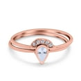 thumbnail image 1 of Rose Tone, Simulated Cubic Zirconia Size-8 Teardrop Ring Band Set Pear 925 Sterling Silver, 1 of 7