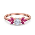 thumbnail image 1 of Rose Tone, Simulated Cubic Zirconia Size-9 Art Deco Engagement Ring Marquise Ruby 925 Sterling Silver, 1 of 7