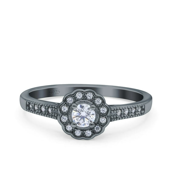 Rose Tone, Simulated Cubic Zirconia Size-9 Art Deco Engagement Wedding Ring Band 925 Sterling Silver