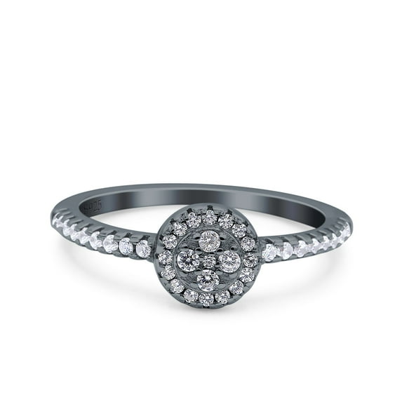 Rose Tone, Simulated Cubic Zirconia Size-9 Art Deco Ring Wedding Engagement Band Round CZ 925 Sterling Silver