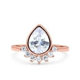 thumbnail image 1 of Rose Tone, Simulated Cubic Zirconia Size-9 Art Deco Solitaire Accent Pear Wedding Engagement Bridal Ring Band 925 Sterling Silver, 1 of 7