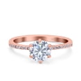 thumbnail image 1 of Rose Tone, Simulated Cubic Zirconia Size-9 Art Deco Wedding Engagement Bridal Ring Round CZ 925 Sterling Silver, 1 of 7