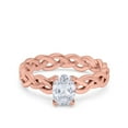 thumbnail image 1 of Rose Tone, Simulated Cubic Zirconia Size-9 Celtic Weave Braided Style Oval Wedding Engagement Ring 925 Sterling Silver, 1 of 7