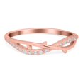 thumbnail image 1 of Rose Tone, Simulated Cubic Zirconia Size-9 Fashion Crisscross Half Eternity Ring Band 925 Sterling Silver, 1 of 7