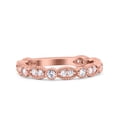 thumbnail image 1 of Rose Tone, Simulated Cubic Zirconia Size-9 Half Eternity Wedding Band Art Deco Design 925 Sterling Silver, 1 of 7
