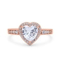 thumbnail image 1 of Rose Tone, Simulated Cubic Zirconia Size-9 Heart Promise Ring Halo Heart Round 925 Sterling Silver, 1 of 7