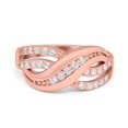 thumbnail image 1 of Rose Tone, Simulated Cubic Zirconia Size-9 Infinity Ring Crisscross Band 925 Sterling Silver, 1 of 7