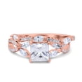 thumbnail image 1 of Rose Tone, Simulated Cubic Zirconia Size-9 Two Piece Bridal Set Art Deco Princess Cut Wedding Engagement Marquise 925 Sterling Silver, 1 of 7