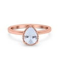 thumbnail image 1 of Rose Tone, Simulated Cubic Zirconia Size-9 Vintage Style Art Deco Solitaire Accent Pear Wedding Engagement Ring 925 Sterling Silver, 1 of 7