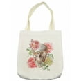 thumbnail image 1 of Rose Tote Bag, Tender Blossoms with Hand Drawn Style Watercolor Skull Mexican Gothic, Cloth Linen Reusable Bag for Shopping Books Beach and More, 16.5" X 14", Cream, by Ambesonne, 1 of 2