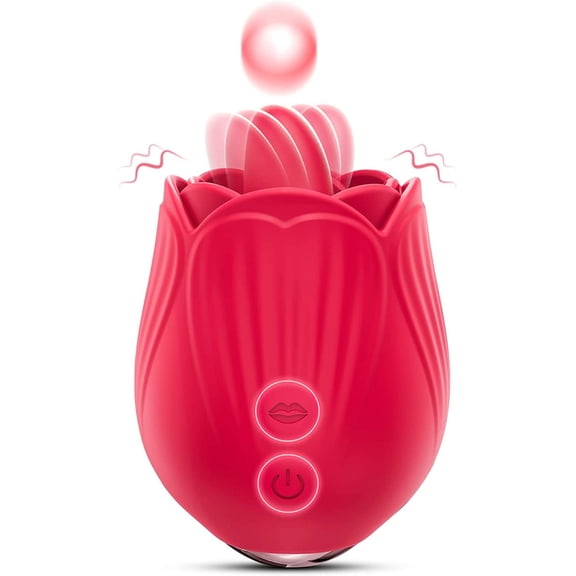 Rose Toy Vibrator for Women, Clitoral Stimulator Tongue Licking Toys with 10 Licking 10 Vibration Modes, Clit Nipple Licker Swing Toys, Rechargeable Adult Sex Toys & Games