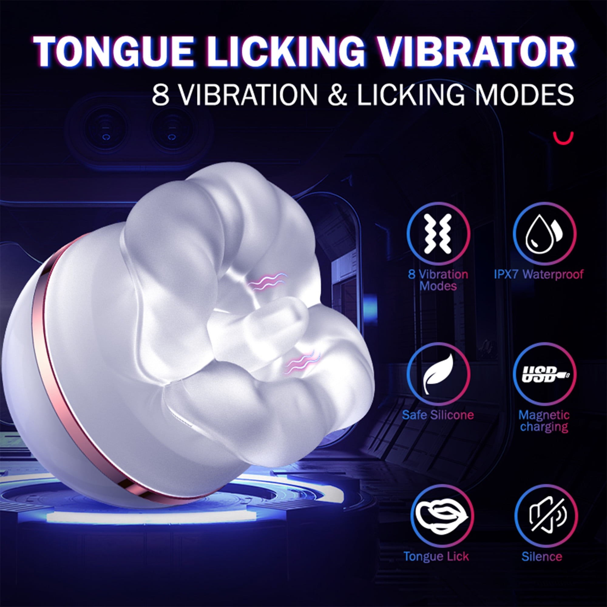 Rose Toy Vibrator For Women Tongue Licking Suction Stimulator With 3 Suction 5 Vibrations Modes 