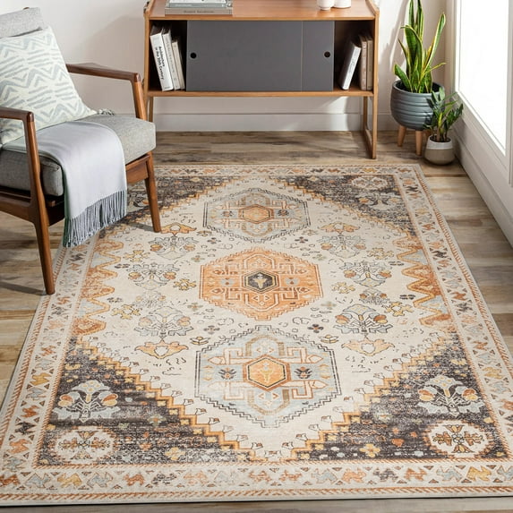 Rose Traditional Olive Area Rug Rectangle 2' x 3' Rectangle