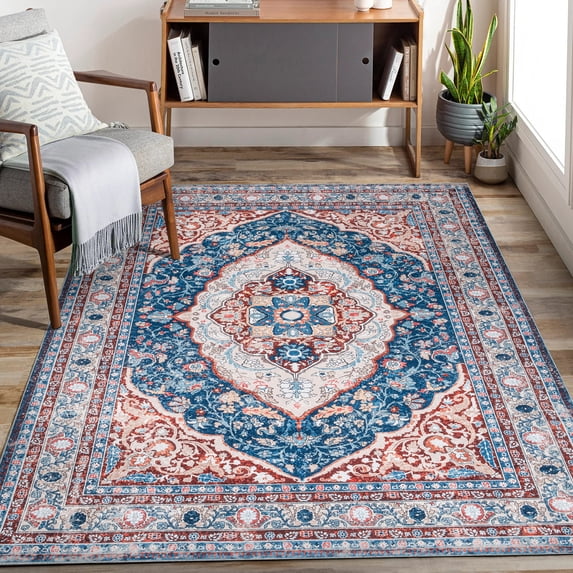 Rose Traditional Peach Area Rug Rectangle 5' x 8' Rectangle