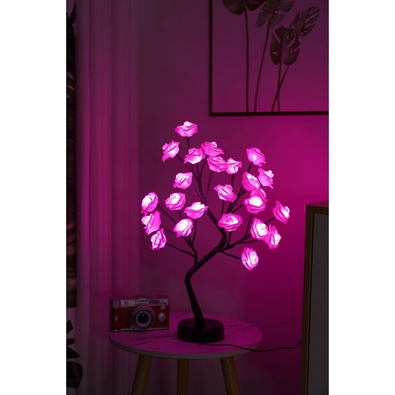 Rose Tree Lamp under $5! CQCYD Rose Flower Table Lamp, LED Bonsai Tree Light with USB Battery Power, Adjustable Branches for Home Decor, Night Light for Bedroom Desk, Romantic Gift Idea