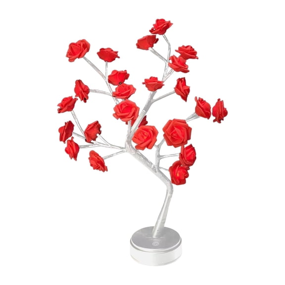 Rose Tree Light,USB and Battery Powered LED Bonsai with Adjustable Branches and Warm Glow,Bedroom Night Light Decor for Youngster Gift Home Party and Atmosphere Creation(Red)