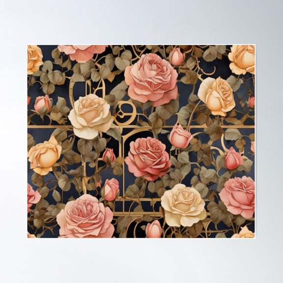 Rose Trellis Poster Wall Art, Modern Wall Decor For Living Room Bedroom, 8x12 UNFRAMED