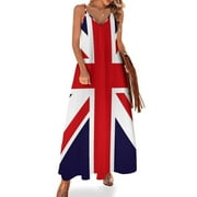 Rose Union Jack Great Britain Punk T shirt Sleeveless Dress Long dresses chic and elegant evening dress