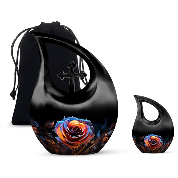 Rose Urn - Small Urn For Human Ashes - Urns For Human Ashes Adult Female - Small Keepsake Urn - Urnas Para Cenizas Humanas Adultos - Memorial Keepsakes For Ashes - Combo 1 Large & 1 Keepsake