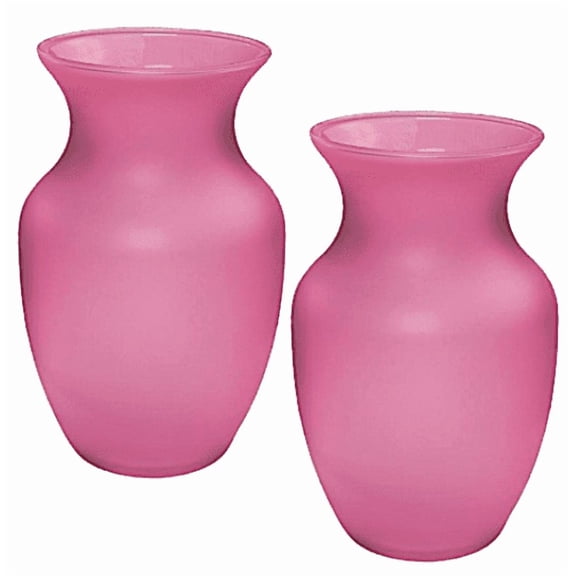 Rose Vase, Colored Glass, 8 Inch Classic Contoured Design, 2 Piece (Set 2, PINK, 8 Inch)