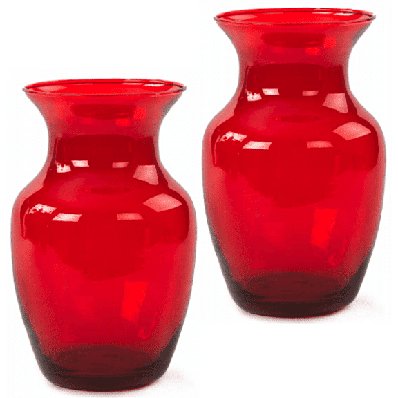 Rose Vase, Colored Glass, 8 Inch , Classic Contoured Design, 2 Piece Set (2, Ruby Red, 8 Inch)