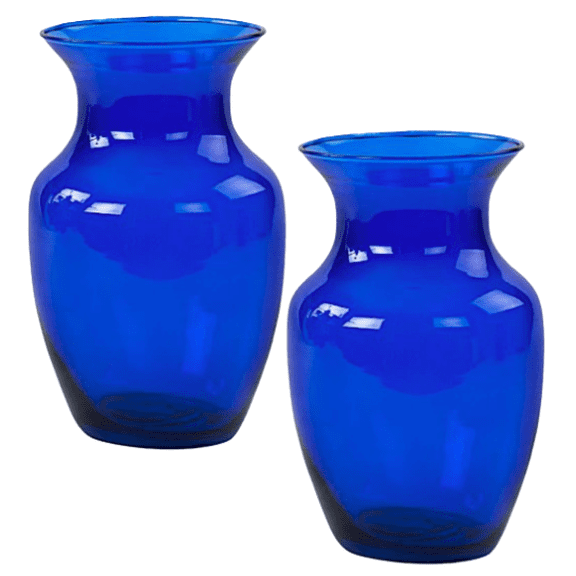 Rose Vase, Colored Glass, 8 Inch and 10 5/8 Inch,  Contoured Design, 2 Piece Set (2, Colbalt Blue, 8 Inch)