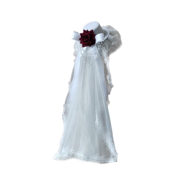 Rose Veil Headband Lace Ribbon Hairpin Dark Style Hat Vintage Lace Halloween Gift for Women Festival and Birthday