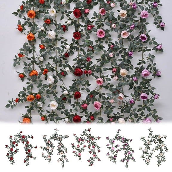 Rose Vine Wall Decor - Imitation Rattan Ceiling Pipe Cover, Realistic Green Hanging Plant for Indoor Aesthetic, Flexible Bendable Home Accent, Topliu