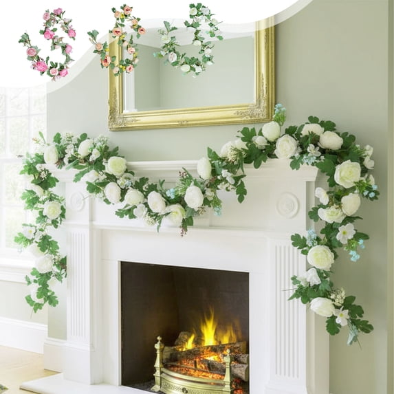 Rose Vine Wedding Arch - Imitation Faux Floral Garland, Plastic Pink Decoration for Chapel Ceremony Backdrop, Indoor Outdoor Event Decor, Topliu