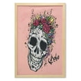 thumbnail image 1 of Rose Wall Art with Frame, Day of the Dead Inspired Design Skull Floral Wreath Boho Style Print, Printed Fabric Poster for Bathroom Living Room Dorms, 23" x 35", Coral Multicolor, by Ambesonne, 1 of 2