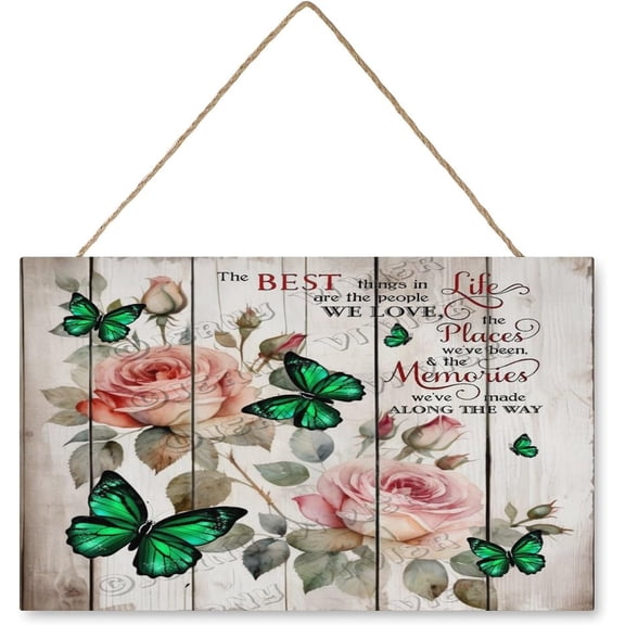 Rose Wall Art Wooden Sign Shabby Chic Farmhouse Vintage Pictures for Bedroom Bathroom Kitchen Wall Decorations Bar Interior Decor 10"x16" Wooden Hanging Signs