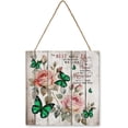 thumbnail image 1 of Rose Wall Art Wooden Sign Shabby Chic Farmhouse Vintage Pictures for Bedroom Bathroom Kitchen Wall Decorations Bar Interior Decor 12"x12" Wooden Hanging Signs, 1 of 8