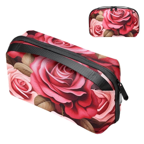 Rose Waterproof Oxford Cloth Charger Case with Storage Pouch, Cord Organizer, Phone Cable Organizer, and Charger Storage Organizer - 5.9x9.44x3.14 in.