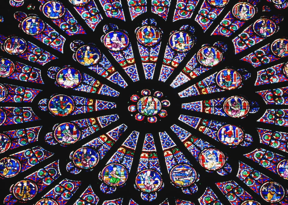 Rose Window In The Notre Dame Cathedral Canvas Art - Ian Cumming Design Pics (36 x 26)