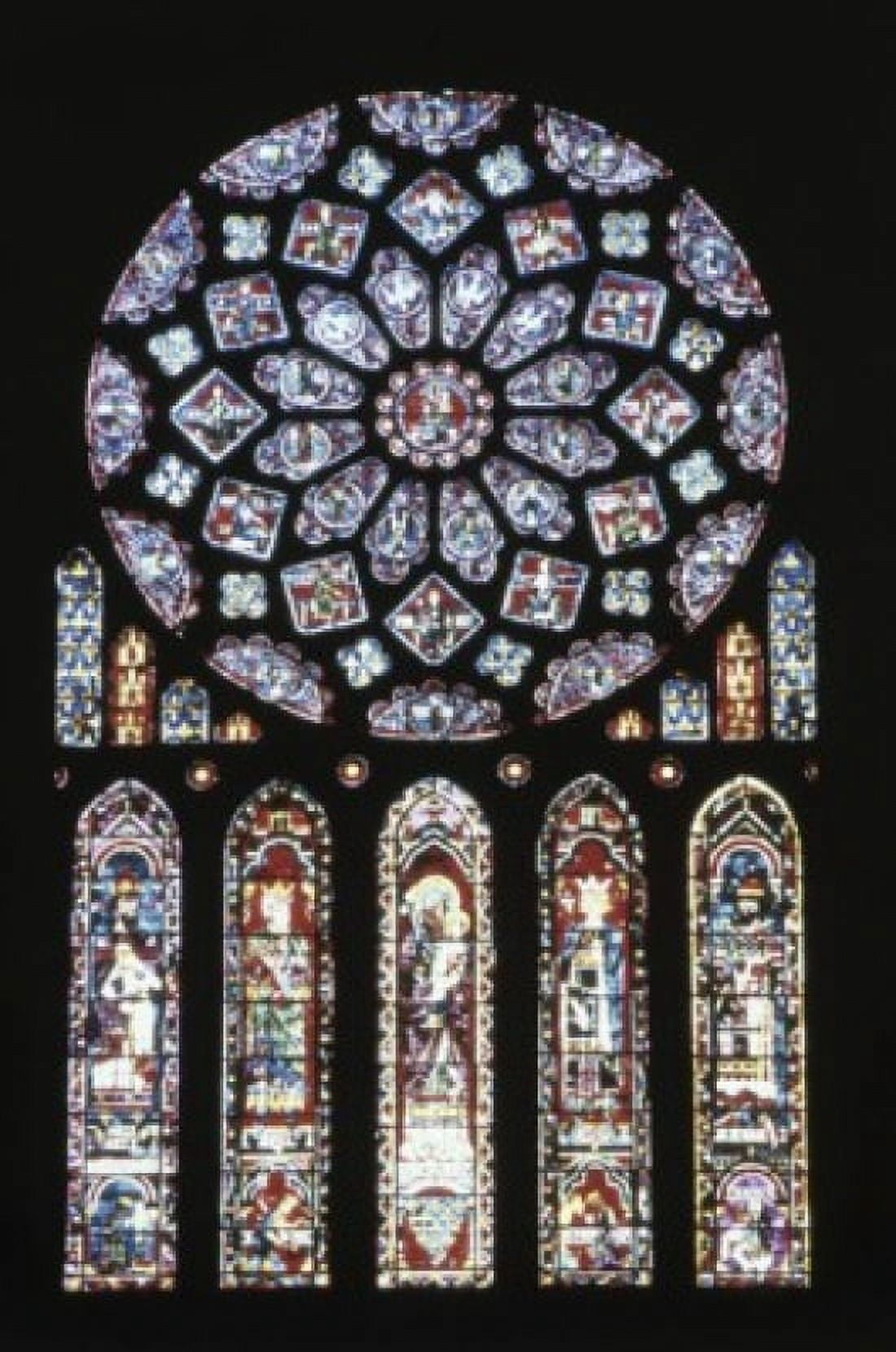 Rose Window and Lancets Stained Glass Chartres Cathedral France Canvas Art - (18 x 24)