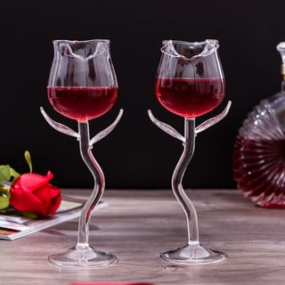 Cheers.US Fancy Red Wine Goblet Wine Cocktail Glass Rose Flower Shape Wine  Glass for Party Dinner Wedding Festival 