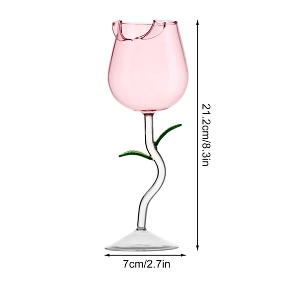 Rose Wine Glasses Tall med Glass Goblet for Red Wine with Rose Pattern High Foot Design for Stability 150ml Capacity Glass Wine Cup for Entertaining Home Bar Kitchen Dining 1PCS
