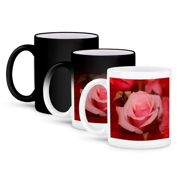 3dRose, rose with red streaks over it , 11oz Magic Transforming Mug